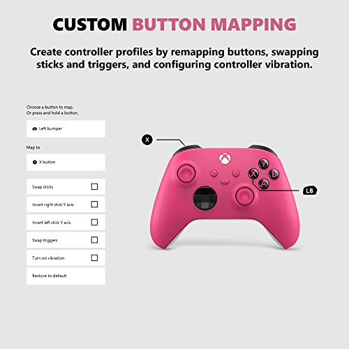 Xbox Wireless Controller Deep Pink - Wireless & Bluetooth Connectivity - New Hybrid D-Pad - New Share Button - Featuring Textured Grip - Easily Pair & Switch Between Devices