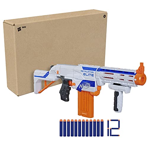 NERF N-Strike Elite Retaliator Dart Blaster, Stock, Grip, Barrel, 12-Dart Clip, 12 Elite Darts, Kids Outdoor Toys for 8 Year Old Boys & Girls and Up (Amazon Exclusive)