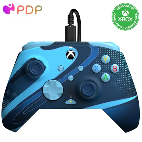 PDP REMATCH GLOW Advanced Wired Controller Licensed For Xbox Series X|S, Xbox One, & Windows 10/11 PC: Blue Tide (Glow in the Dark)