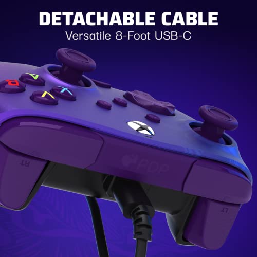PDP Gaming REMATCH Advanced Wired Controller Licensed for Xbox Series X|S/Xbox One/PC, Customizable, App Supported - Purple Fade