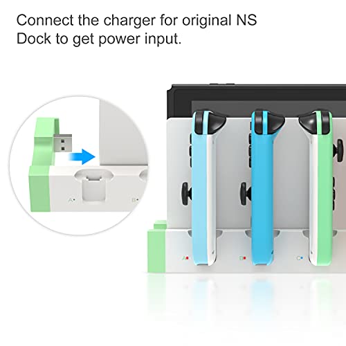 FYOUNG Charging Station for Switch Joy Cons Controllers, Charging Dock Base Station for Switch Joycons with Indicator, Charger Station Stand for Joy Cons- White