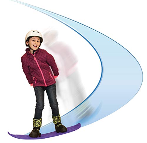 The Original Geospace Sledsterz Kids Beginner Snowboard for Winter Fun on Snow, with Adjustable Step-in Bindings; for Kids Between 4 to 12 Years Old (Purple)