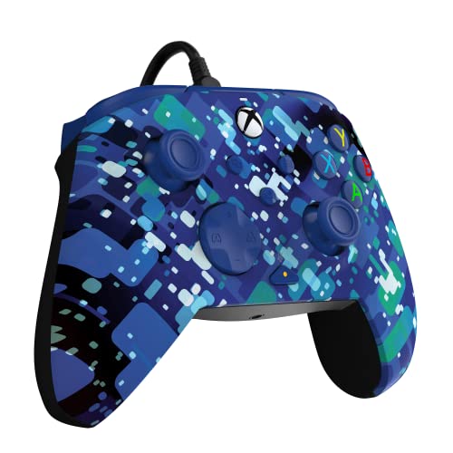 PDP Gaming REMATCH Advanced Wired Controller Licensed for Xbox Series X|S/Xbox One/PC, Customizable, App Supported - Glitch Blue (Amazon Exclusive)