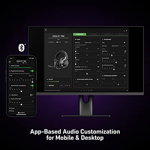 Turtle Beach Stealth Pro Multiplatform Wireless Noise-Cancelling Gaming Headset for Xbox Series X|S, Xbox One, PS5, PS4, PC, Mac, Switch, & Mobile – 50mm Speakers, Bluetooth, Dual Batteries – Black