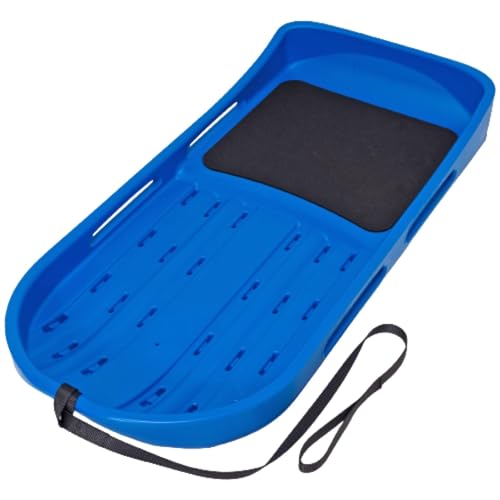 GoSports 2 Person Premium Snow Sled with Double Walled Construction, Pull Strap and Padded Seat - Choose Between Red and Blue