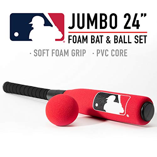 Franklin Sports MLB Kids Foam Baseball Bat + Ball Set - Jumbo Oversize Tball + Baseball Bat + Foam Ball for Kids + Toddlers - Red - 24"