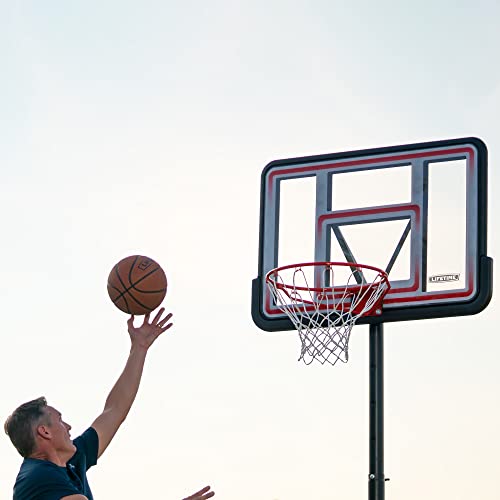 Lifetime Height Adjustable Portable Basketball Hoop Pro Court System, 44 Inch Backboard, Red/White