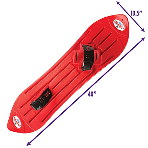 The Original Geospace Sledsterz Kids Beginner Snowboard for Winter Fun on Snow, with Adjustable Step-in Bindings; for Kids Between 4 to 12 Years Old (RED)