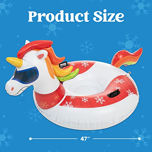JOYIN 47” Inflatable Snow Tube for Kids and Adults, Heavy-Duty Snow Tube for Sledding, Great Inflatable Snow Tubes for Winter Fun and Family Activities (Unicorn)