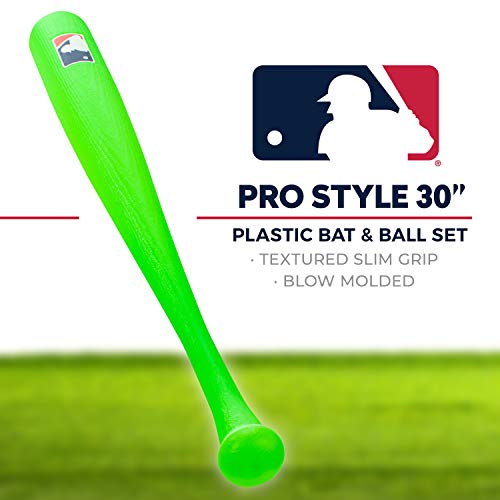 Franklin Sports Plastic Baseball Bat and Ball Set - MLB Kids Plastic Bats - Lightweight Kids Bat + Plastic Baseball Set - 30" Youth Baseball Bat - Green