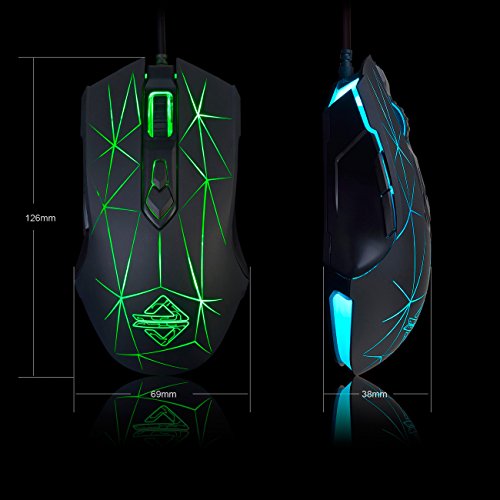 FIRSTBLOOD ONLY GAME. AJ52 Watcher RGB Gaming Mouse, Programmable 7 Buttons, Ergonomic LED Backlit USB Gamer Mice Computer Laptop PC, for Windows Mac OS Linux, Star Black