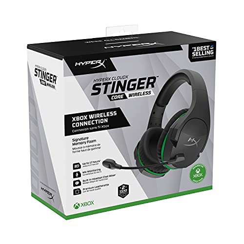 HyperX CloudX Stinger Core – Wireless Gaming Headset, for Xbox Series X|S and Xbox One, Memory foam & Premium Leatherette Ear Cushions, Noise-Cancelling,Black