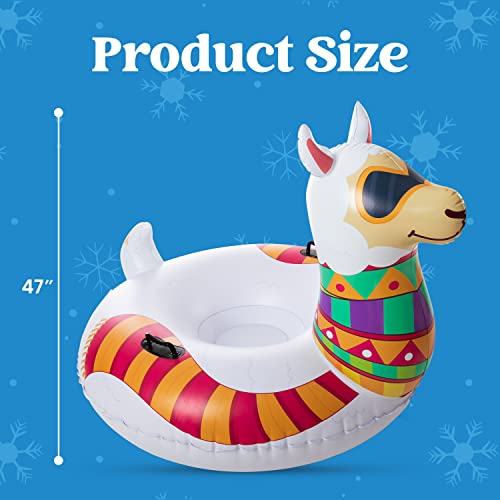 JOYIN 47” Inflatable Snow Tube for Kids and Adults, Heavy-Duty Snow Tube for Sledding, Great Inflatable Snow Tubes for Winter Fun and Family Activities (Llama)