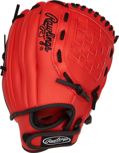 Rawlings | PLAYERS SERIES Youth Baseball Glove | Right Hand Throw | 11" - Basket Web | Scarlet