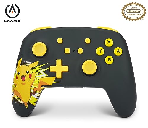 PowerA Wireless Nintendo Switch Controller - Pikachu Ecstatic, AA Battery Powered (Battery Included), Nintendo Switch Pro Controller, Mappable Gaming Buttons, Officially Licensed by Nintendo