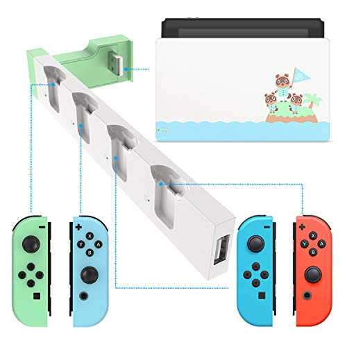 FYOUNG Charging Station for Switch Joy Cons Controllers, Charging Dock Base Station for Switch Joycons with Indicator, Charger Station Stand for Joy Cons- White