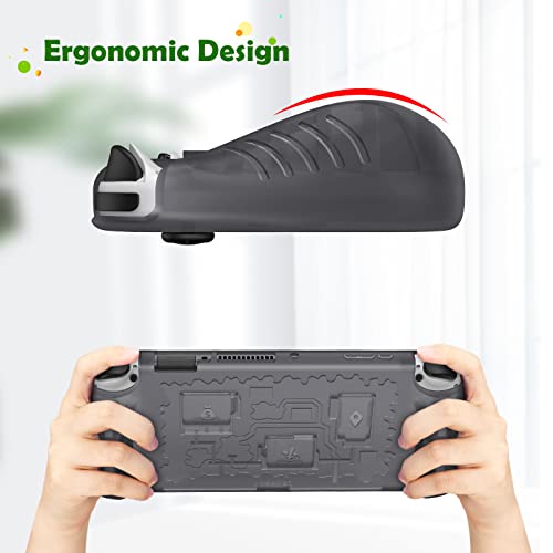Fintie Case for Nintendo Switch OLED Model 2021with 3 Game Card Slots, Anti-Slip Soft Silicone Shockproof Protective Cover, Ergonomic Grip Case for Switch OLED Model Console 7.0", Gray