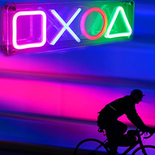 Neon Sign Playstation Icon Light for Bedroom Wall Decor USB Powered with Switch Gaming Accessories Acrylic Neon Light Led Signs for Video Game Room Bar Sign Kids Birthday Party Decoration Gamer Gifts Giving Christmas