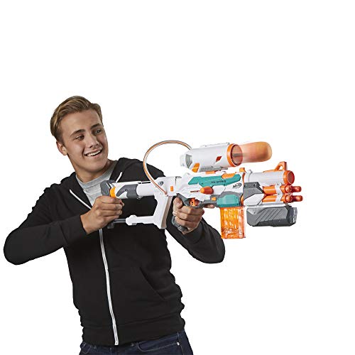 Nerf Modulus Tri-Strike Blaster, Mega Barrel, Rocket Launcher, Clip, 10 Nerf Elite Darts, 4 Nerf Mega Darts, 1 Rocket, Kids Outdoor Games (Amazon Exclusive)