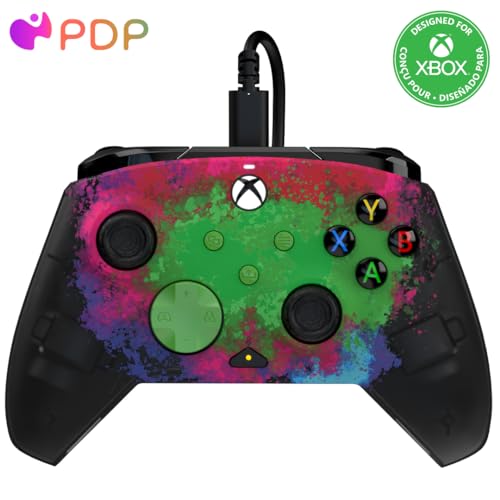 PDP Gaming REMATCH GLOW Advanced Wired Controller Licensed for Xbox Series X|S/Xbox One/PC, Customizable, App Supported - Space Dust (Glow in the Dark)
