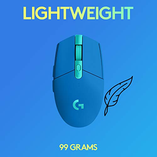 Logitech G305 LIGHTSPEED Wireless Gaming Optical Mouse, Hero 12K Sensor, 12,000 DPI, Lightweight, 6 Programmable Buttons, 250h Battery Life, On-Board Memory, PC/Mac - Blue