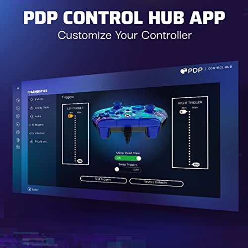 PDP Gaming REMATCH Advanced Wired Controller Licensed for Xbox Series X|S/Xbox One/PC, Customizable, App Supported - Glitch Blue (Amazon Exclusive)