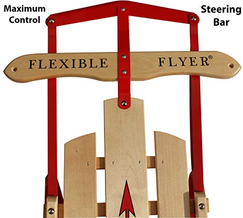 Flexible Flyer Metal Runner Sled. Steel & Wood Steering Snow Slider, 48”