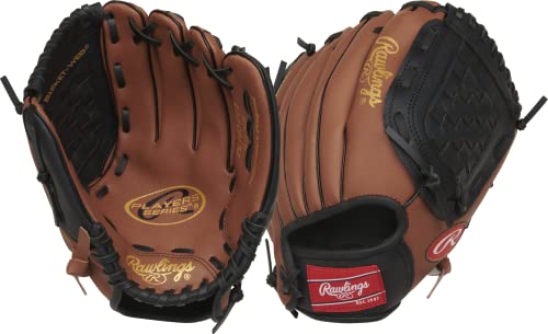 Rawlings | PLAYERS Series T-Ball & Youth Baseball Glove | Right Hand Throw | 10.5" | Dark Tan/Black