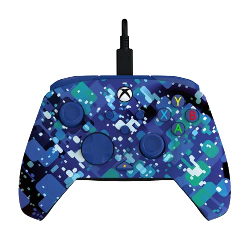 PDP Gaming REMATCH Advanced Wired Controller Licensed for Xbox Series X|S/Xbox One/PC, Customizable, App Supported - Glitch Blue (Amazon Exclusive)