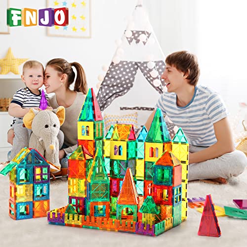 FNJO Magnetic Tiles, 110PCS Magnet Building Set, Magnetic Building Blocks,Construction STEM Toys for Kids, Gift for Boys Girls