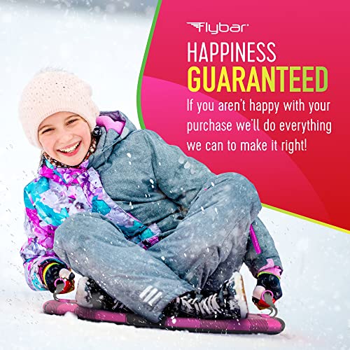 Flybar Snow Sled for Kids - Foam Saucer Disc Sled, Ages 6+, Easy Grip Handles, Durable Slick Bottom & PE Core Build, Lightweight Sleds for Kids, Snow Toys for Kids, Up to 110 lbs, 26" - Pink Plaid
