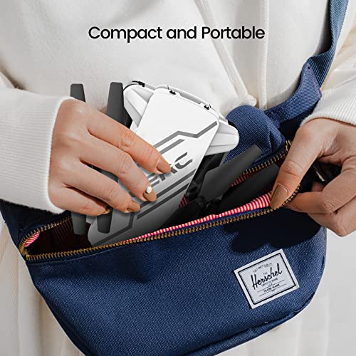 DEERC D20 Mini Drone with Camera for Kids, Remote Control Toys Gifts for Boys Girls with Voice Control, Gestures Selfie, Altitude Hold, Gravity Control, One Key Start, 3D Flips 2 Batteries, White