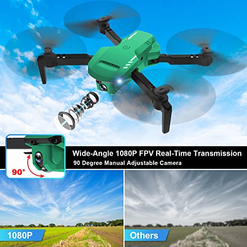 RADCLO Drone with Camera - 1080P HD FPV Foldable Drone with Carrying Case, 2 Batteries, 90° Adjustable Lens, One Key Take Off/Land, Altitude Hold, 360° Flip, Toys Gifts for Kids and Adults