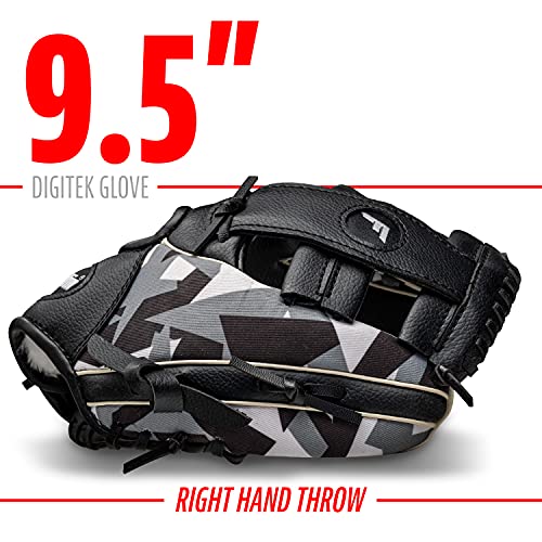 Franklin Sports Kids Baseball Gloves - RTP Youth Teeball Glove + Ball Set - Boys + Girls Mitt Set - Kids + Toddlers - Right Hand Throw - Black - 9.5"