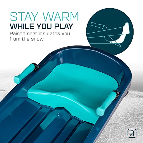 Gizmo Riders Tron Snow Sleds for Kids - Toboggan Sled, Bobsled, Durable Plastic Sled with Hand Brakes, Tow Strap, Anti-Slip Seat, Lightweight, Outdoor Toys, Snow Toys, Ages 3+, Up to 120 lbs