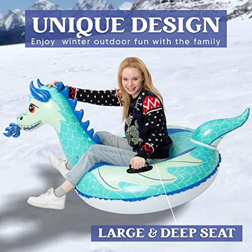 JOYIN 47” Inflatable Snow Tube for Kids and Adults, Heavy-Duty Snow Tube for Sledding, Great Inflatable Snow Tubes for Winter Fun and Family Activities (Ice Dragon)