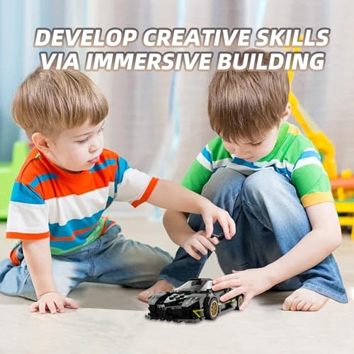 YYC by RASTAR 1:28 Pagani Zonda R Toy Car Model Building Kit, Collectible Sports Car Set with 387pcs Bricks, Removeable Roof, Free Wheel, Birthday Gift Idea for Boys, Girls, and Kids Ages 6 Plus Black