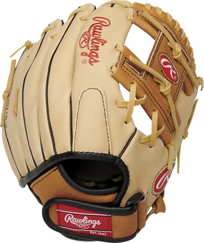 Rawlings Sure Catch Glove Series | T-Ball & Youth Baseball Gloves | Right Hand Throw | 10.5" | Tan/Camel