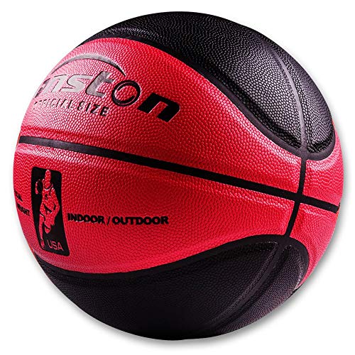 Senston 29.5'' Basketball Outdoor Indoor Rubber Basketball Ball Official Size 7 Street Basketball with Pump Red/Black