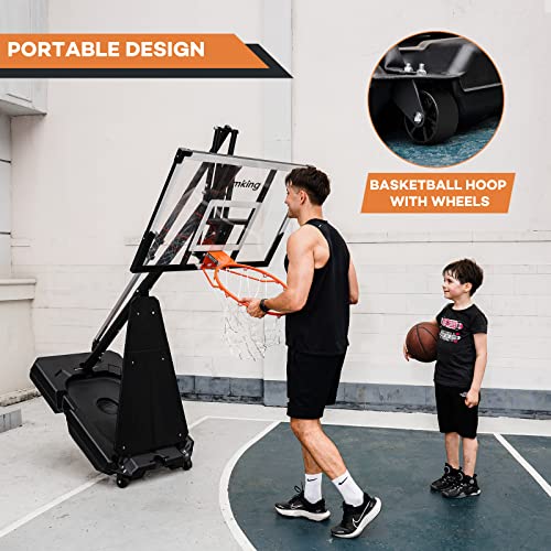 Aimking Portable Basketball Hoop Outdoor System with 29-44 Inch Shatterproof Backboard, 3.2FT-10FT Height Adjustable Basketball Goal System for Youth/Teens/Adults Indoor Outdoor