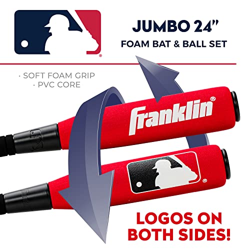 Franklin Sports MLB Kids Foam Baseball Bat + Ball Set - Jumbo Oversize Tball + Baseball Bat + Foam Ball for Kids + Toddlers - Red - 24"