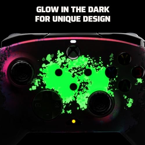 PDP Gaming REMATCH GLOW Advanced Wired Controller Licensed for Xbox Series X|S/Xbox One/PC, Customizable, App Supported - Space Dust (Glow in the Dark)