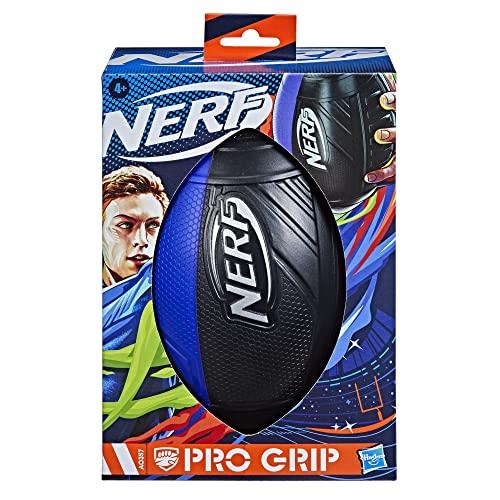 NERF Pro Grip Football, Blue, Classic Foam Ball, Easy to Catch & Throw, Sports Toys, or Stocking Stuffers for Kids
