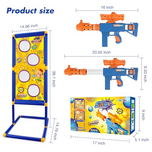 Shooting Game Toy for Boys - 2 Player Toy Foam Blaster Air Guns, 24 Foam Bullet Balls Popper & Standing Shooting Target, Birthday Gifts for Age 3 4 5 6 7 8 9 10-12 Years Old Kids, Girls