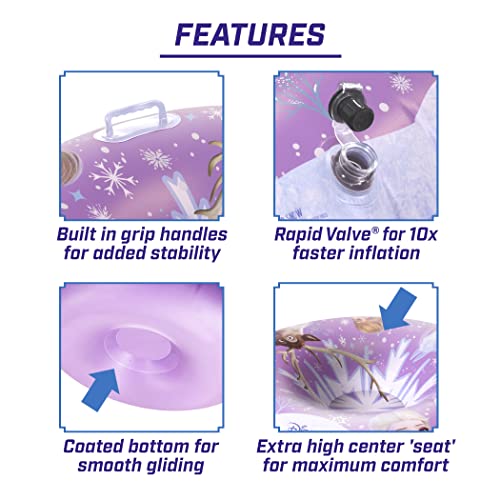 GoFloats Winter Snow Tube - Inflatable Sled for Kids and Adults (Choose from Unicorn, Disney's Frozen, Ice Dragon, Polar Bear, Penguin, Flamingo)