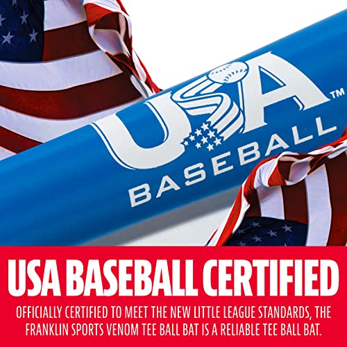 Franklin Sports Venom Aluminum Official Youth Tee Ball Bat - USA Regulation Approved - Perfect for Soft Core T-Balls - 24 Inch/13 Ounce (-11) Blue