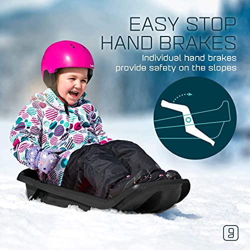 Gizmo Riders Tron Snow Sleds for Kids - Toboggan Sled, Bobsled, Durable Plastic Sled with Hand Brakes, Tow Strap, Anti-Slip Seat, Lightweight, Outdoor Toys, Snow Toys, Ages 3+, Up to 120 lbs