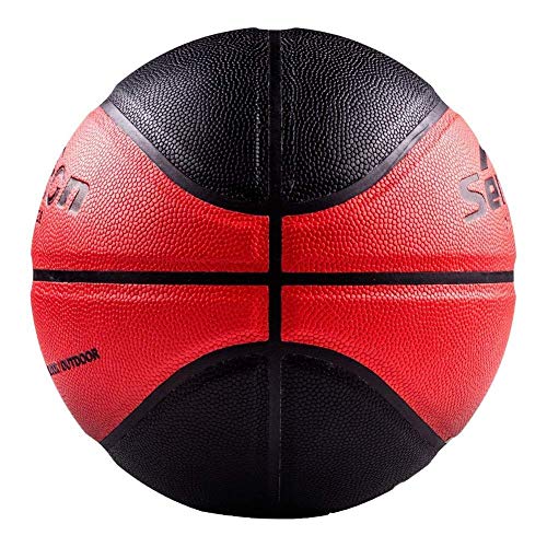 Senston 29.5'' Basketball Outdoor Indoor Rubber Basketball Ball Official Size 7 Street Basketball with Pump Red/Black