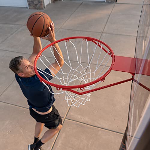 Lifetime Height Adjustable Portable Basketball Hoop Pro Court System, 44 Inch Backboard, Red/White