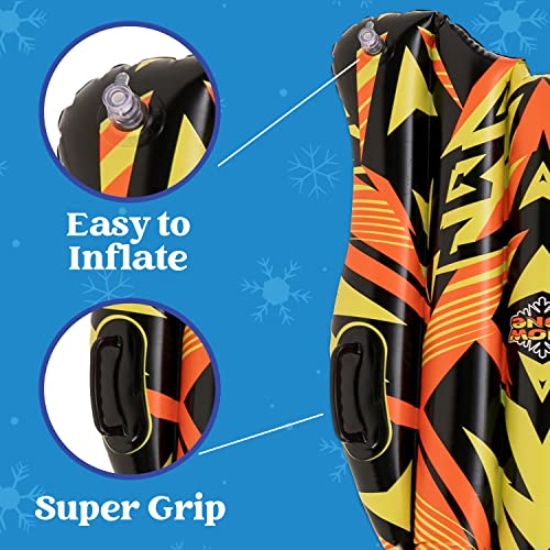 JOYIN Inflatable Snow Sleds (2 Pack), 40" Heavy Duty Snow Tube with Handles, Cold Resistant Snow Sled for Kids and Adults Winter Toys Gifts,Toboggan for Family Winter Outdoor Activities